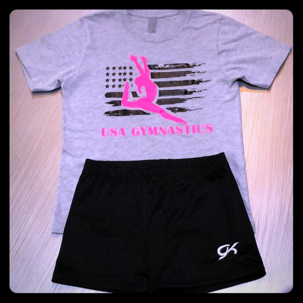 ❌❌SOLD❌❌ Girl’s Gymnastics T-shirt/ shorts Bundle